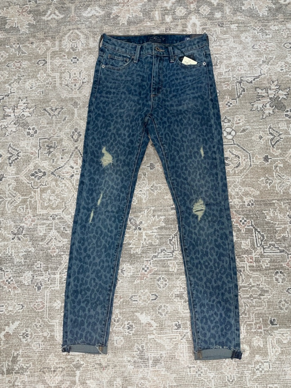 Lucky Brand Leopard Print Distressed Skinny Jeans